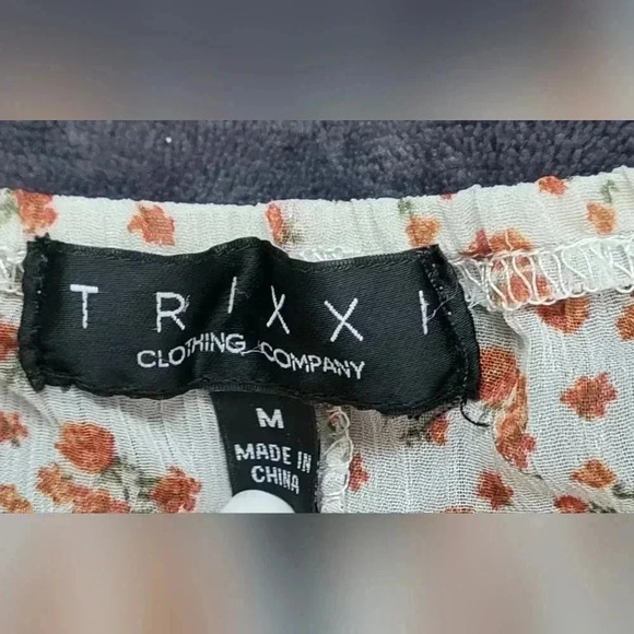 Trixxi Burnt Orange and Cream Floral Dress, size medium - Picture 11 of 11